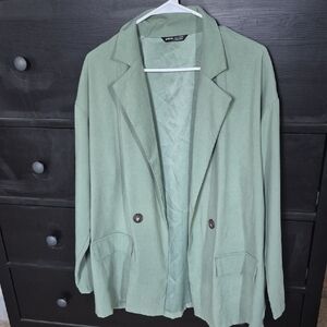 SHEIN Green Blazer Classic Notched Lapel